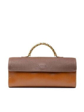 Loewe Velazquez Twist Handle Handbag Brown Leather